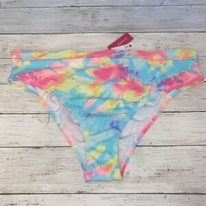 Xhilaration Bikini Bottom Womens 24W 26W Rainbow Tie Dye High Waist Swim Plus 3X